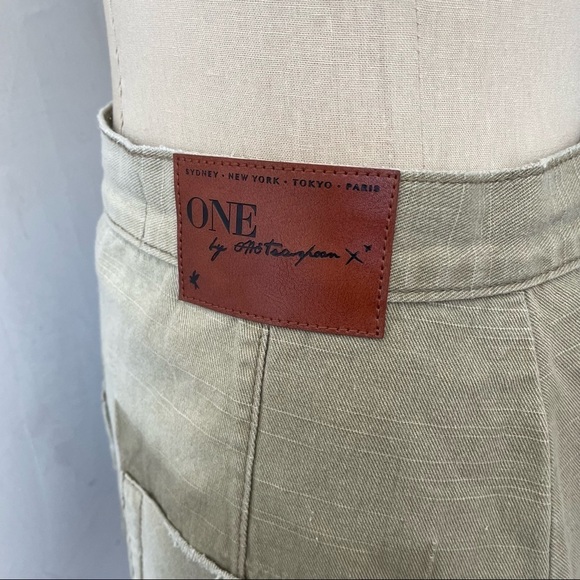 One Teaspoon Cococash Khaki Asymmetric Raw Hem Cotton Wrap Skirt EUC Size Small - Picture 5 of 12